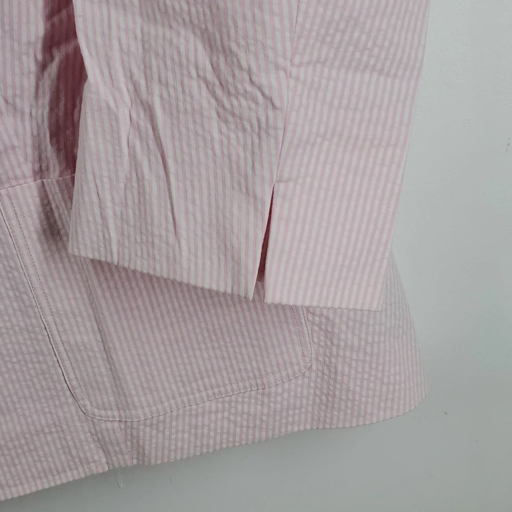 Lauren Ralph Lauren Pink White Seersucker Blazer 2X - Picture 7 of 11